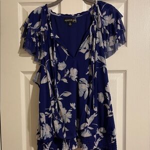 Harper Navy and White Floral Blouse
